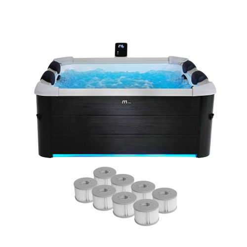 Spa Rigide 6 Places 4 Coussins Hydromassages. 6 Filtres Et Bâche Incluse 160 Cm X 65 Cm