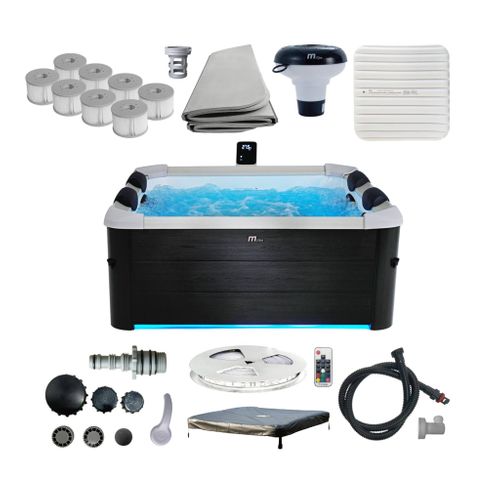Spa Rigide 6 Places 4 Coussins Hydromassages. 6 Filtres Et Bâche Incluse 160 Cm X 65 Cm