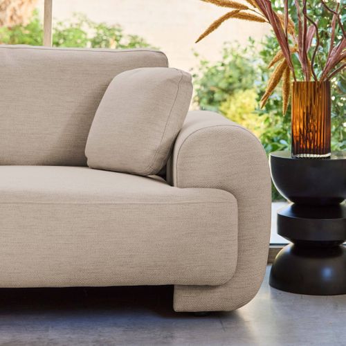 Canapé D'angle Gauche 3 Places Tissu Beige. Pieds Ronds L 231 X P 160 / 88 Cm - Zenio