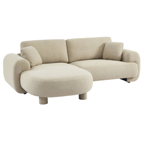 Canapé D'angle Gauche 3 Places Tissu Beige. Pieds Ronds L 231 X P 160 / 88 Cm - Zenio