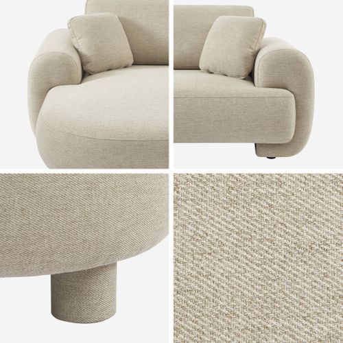 Canapé D'angle Gauche 3 Places Tissu Beige. Pieds Ronds L 231 X P 160 / 88 Cm - Zenio