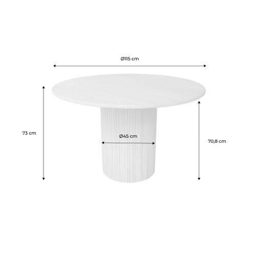Table à Manger Ronde Bois D'hévéa Et Placage Chêne Noir 4 Places - D. 115 X 73 Cm - Estelle
