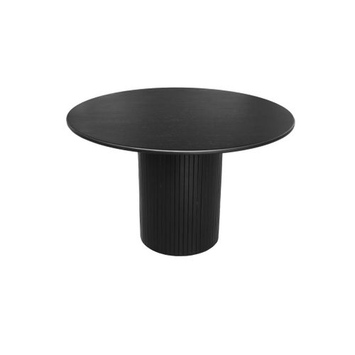 Table à Manger Ronde Bois D'hévéa Et Placage Chêne Noir 4 Places - D. 115 X 73 Cm - Estelle