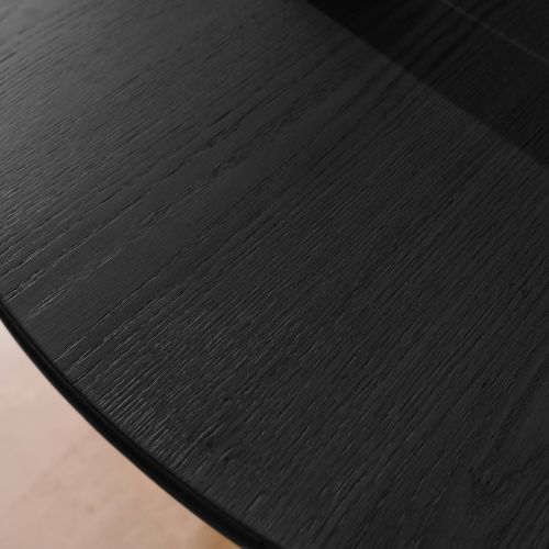 Table à Manger Ronde Bois D'hévéa Et Placage Chêne Noir 4 Places - D. 115 X 73 Cm - Estelle