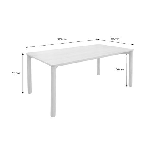 Table à Manger Rectangulaire Bois D'hévéa Et Placage Chêne Naturel 6 Places - 180 X 100 X 75 Cm -