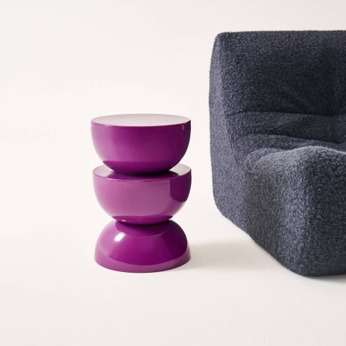 Table D'appoint. Bout De Canapé. Table De Chevet En Métal Effet Glossy Violet Coumba. D.32 X H