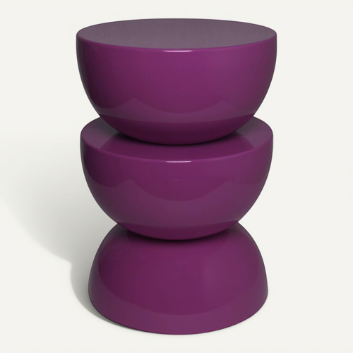 Table D'appoint. Bout De Canapé. Table De Chevet En Métal Effet Glossy Violet Coumba. D.32 X H