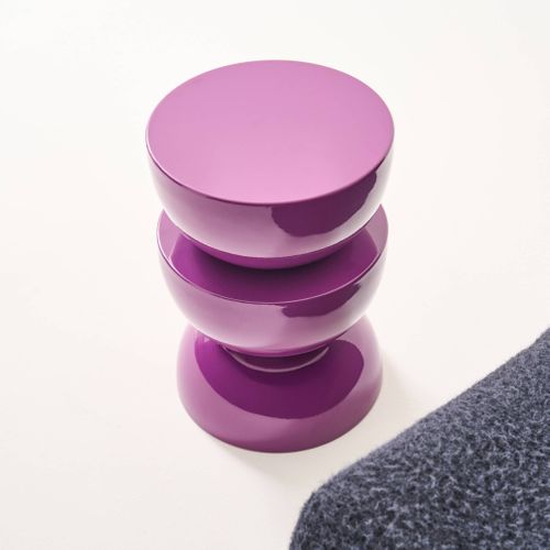 Table D'appoint. Bout De Canapé. Table De Chevet En Métal Effet Glossy Violet Coumba. D.32 X H