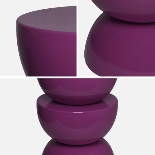 Table D'appoint. Bout De Canapé. Table De Chevet En Métal Effet Glossy Violet Coumba. D.32 X H