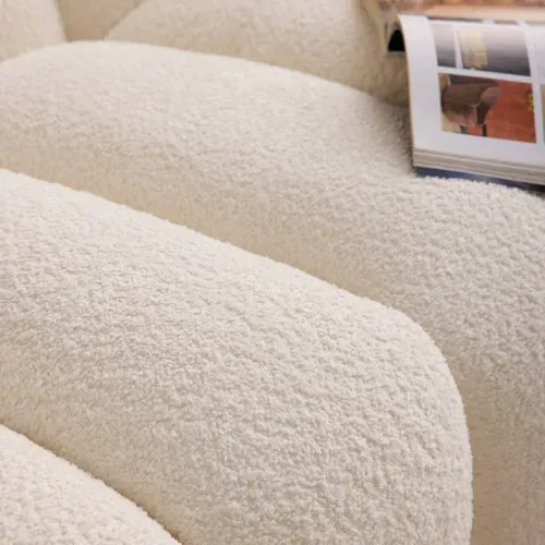 Canapé 3 Places Coquillage En Bouclette Blanc L 221 X P 100 X H 76cm - Perla