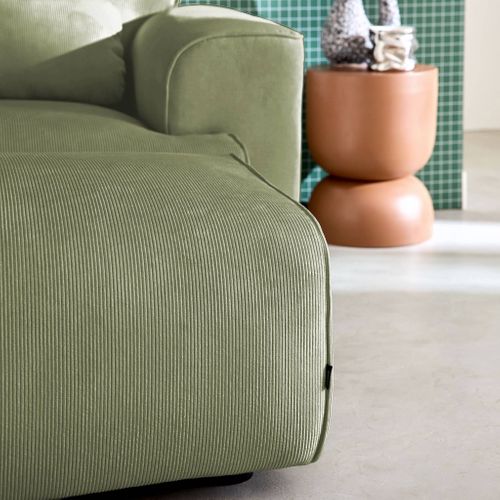 Pouf. Module Pour Canapé. Repose-pieds Pour Canapé 3 Places En Velours Côtelé Vert. L 102 X P 70 X