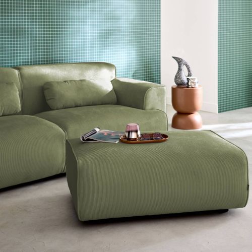 Pouf. Module Pour Canapé. Repose-pieds Pour Canapé 3 Places En Velours Côtelé Vert. L 102 X P 70 X