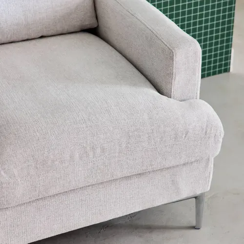 Canapé 2 Places En Tissu Blanc Cassé L 143 X P 90 X H 89cm - Hans