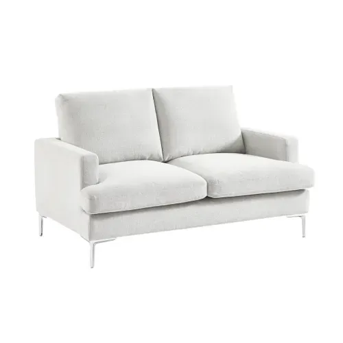 Canapé 2 Places En Tissu Blanc Cassé L 143 X P 90 X H 89cm - Hans