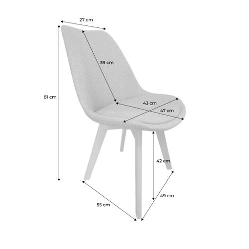 Lot De 4 Chaises Scandinaves Revêtement Tissu Bleu Clair. Pieds Bois De Hêtre - Nils