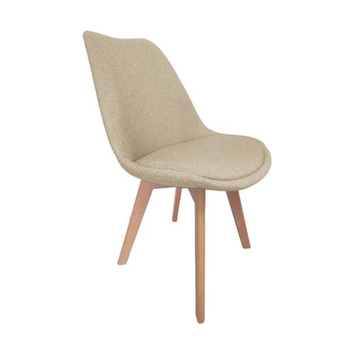 Lot De 4 Chaises Scandinaves Revêtement Tissu Taupe. Pieds Bois De Hêtre - Nils