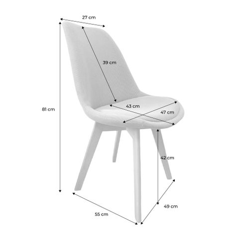 Lot De 4 Chaises Scandinaves Revêtement Velours Côtelé Noir. Pieds Bois De Hêtre - Nils