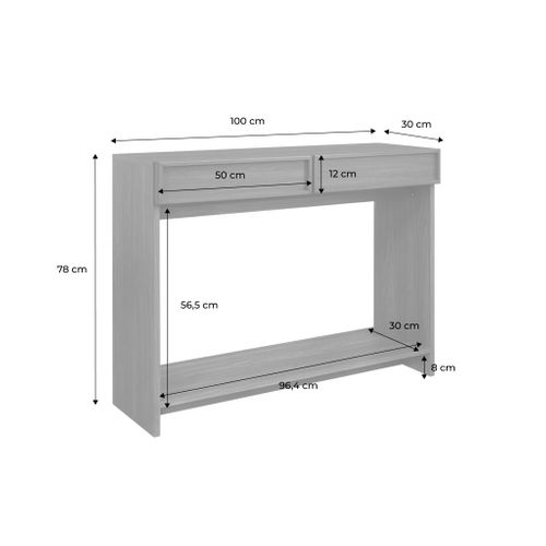 Console Effet Bois Naturel 2 Tiroirs Et étagère - L 100 X P 33 X H 78cm - Kuba