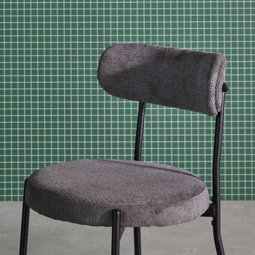 Lot De Deux Chaises Métal Et Tissu Chenille Gris L 47 X P 49 X H 76.5cm - Livia