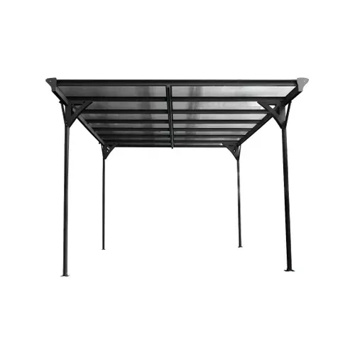Carport Aluminium. Polycarbonate Et Acier Inoxydable 15m² Anthracite - 1 Voiture Max. - Le Born