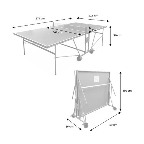 Table De Ping Pong Indoor Gris - Table Pliable Avec 2 Raquettes Et 3 Balles. Pour Utilisation