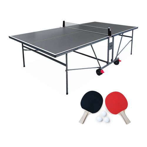 Table De Ping Pong Indoor Gris - Table Pliable Avec 2 Raquettes Et 3 Balles. Pour Utilisation