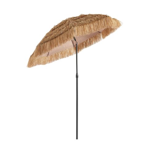 Parasol Paille Droit Acier Imitation Bois. Exotique - Monaco