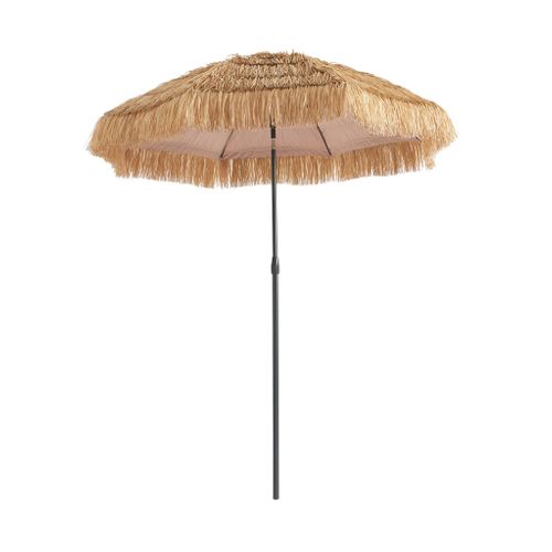 Parasol Paille Droit Acier Imitation Bois. Exotique - Monaco