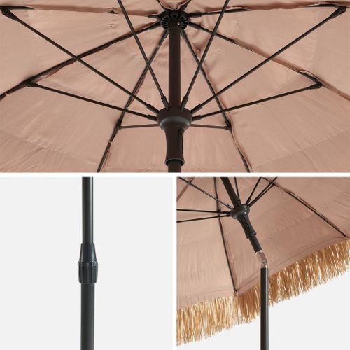 Parasol Paille Droit Acier Imitation Bois. Exotique - Monaco