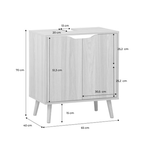Meuble Sous Lavabo Vintage Décor Bois Frêne 65 X 40 X H 70 Cm - Nepal