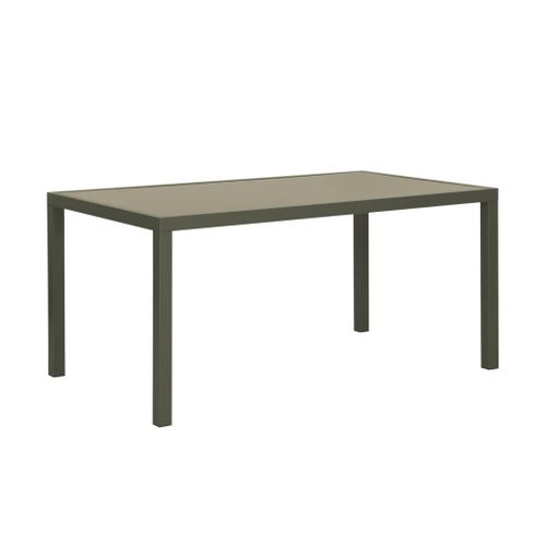 Salon De Jardin En Aluminium Et Textilène - Capua - Kaki - 6 Places - 1 Grande Table Rectangulaire.