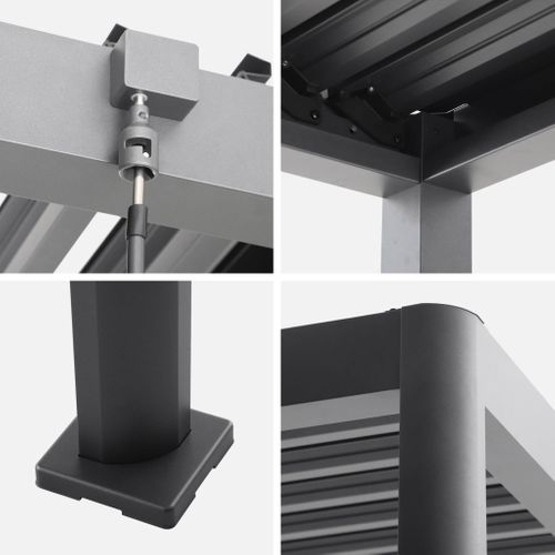 Pergola Bioclimatique Anthracite Aluminium Et Acier Lames Orientables 3x3m - Imperial