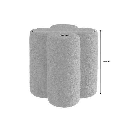 Pouf Tabouret Trèfle Bouclette Blanc D.38 X H 40cm - Clover