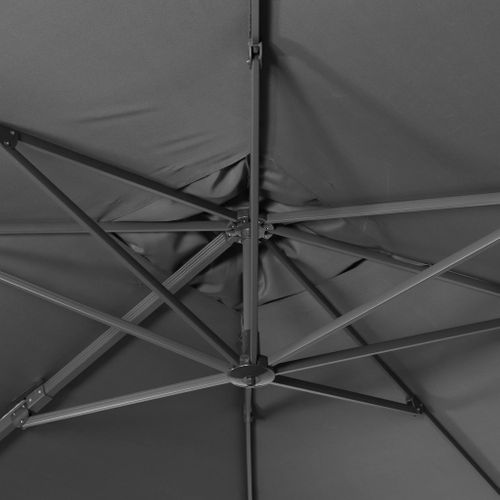 Parasol Déporté Rectangulaire 3x4m + Dalles à Lester 50x50cm Gris - Wimereux + Fixeo