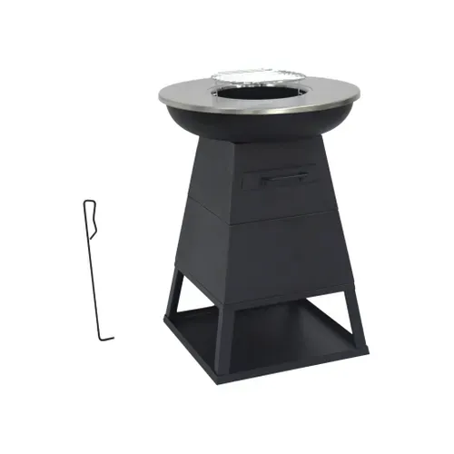 Brasero Barbecue D.59cm Noir Avec Grille De Cuisson Et Espace De Rangement - Izalco