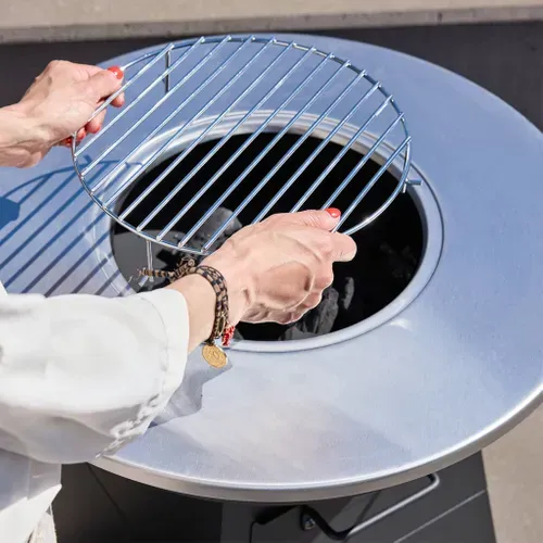 Brasero Barbecue D.59cm Noir Avec Grille De Cuisson Et Espace De Rangement - Izalco