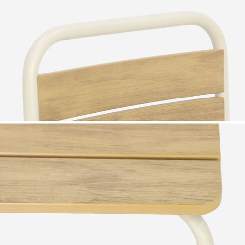 Table De Jardin Enfant Acier Et Décor Bois + 2 Assises Beige - Suzie