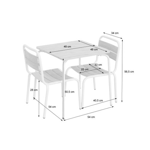 Table De Jardin Enfant Acier Et Décor Bois + 2 Assises Beige - Suzie