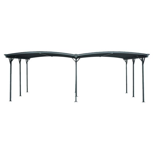 Carport Avec Extension 30m² Aluminium Anthracite Et Polycarbonate - Le Mans 5x6m - Abri De Voiture