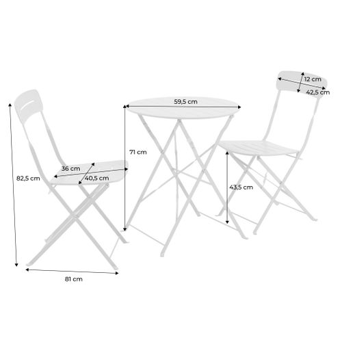 Table De Jardin Bistrot Pliante Ronde Acier + 2 Assises Jaune - Balconea