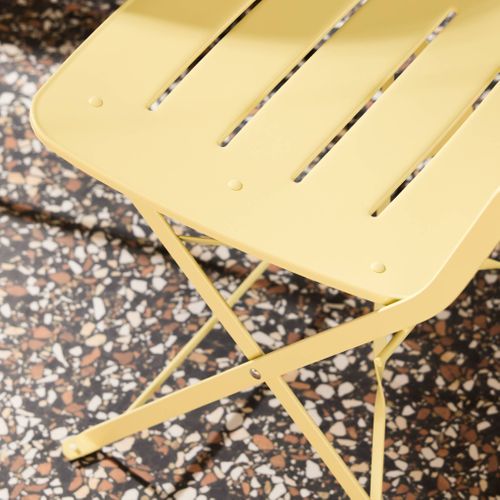 Table De Jardin Bistrot Pliante Ronde Acier + 2 Assises Jaune - Balconea