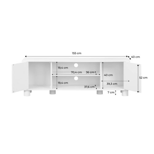 Meuble TV Décor Bois Beige 2 Portes 155cm Pondi