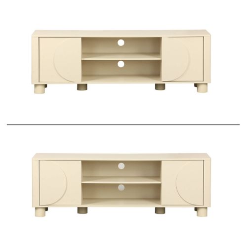 Meuble TV Décor Bois Beige 2 Portes 155cm Pondi