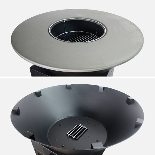 Brasero Barbecue D.81.5cm Avec Grille De Cuisson. Espace De Rangement. Couvercle Et Ustensiles