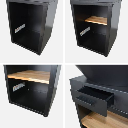 Brasero Barbecue D.81.5cm Avec Grille De Cuisson. Espace De Rangement. Couvercle Et Ustensiles