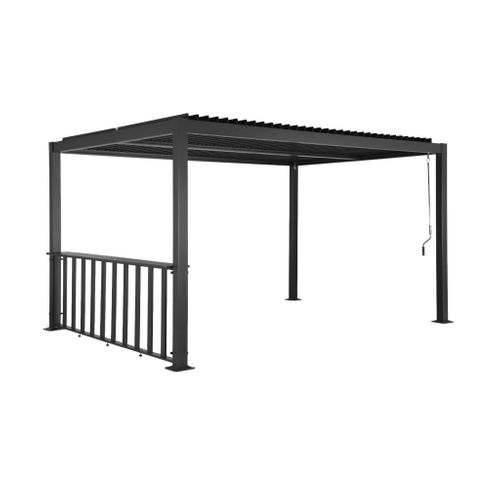 Pergola Bioclimatique Aluminium Et Acier 3x3m + Bar 3m Anthracite Palace