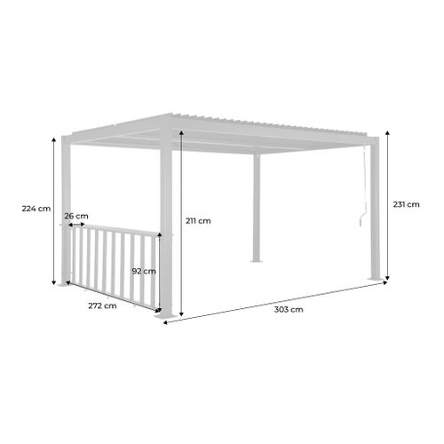 Pergola Bioclimatique Aluminium Et Acier 3x3m + Bar 3m Anthracite Palace