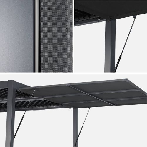 Pergola Bioclimatique Aluminium Et Acier 3x3m + Auvent 3m Anthracite Palace