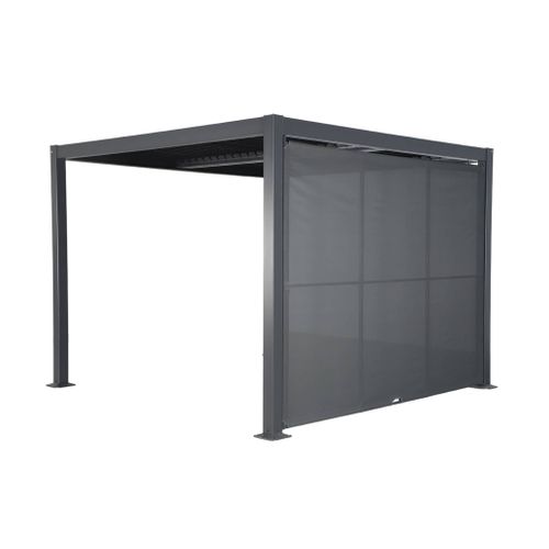 Pergola Bioclimatique Aluminium Et Acier 3x3m + Auvent 3m Anthracite Palace