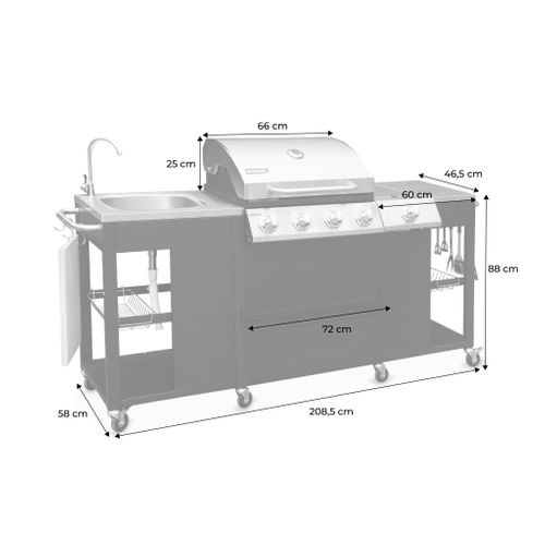 Barbecue Au Gaz D'artagnan Cuisine Extérieure 5 Brûleurs évier Avec Housse